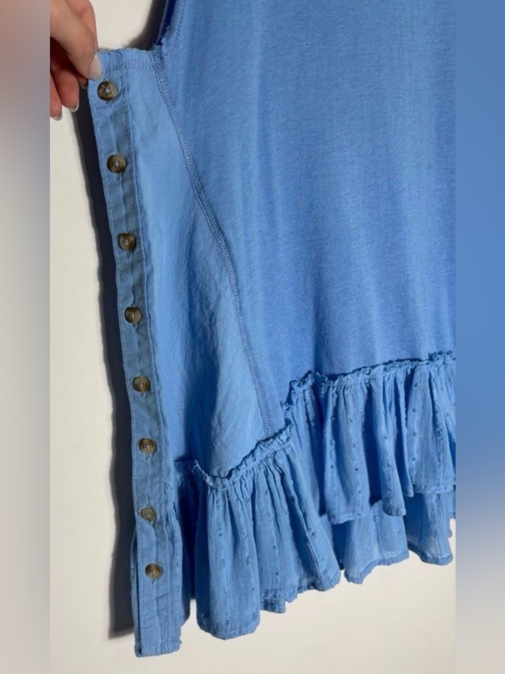 Pilcro Ruffled Babydoll Muscle Tank – Blue | Size Small - Picture 4 of 6